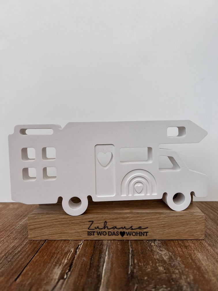 Deko Wohnmobil auf Holzklötzchen